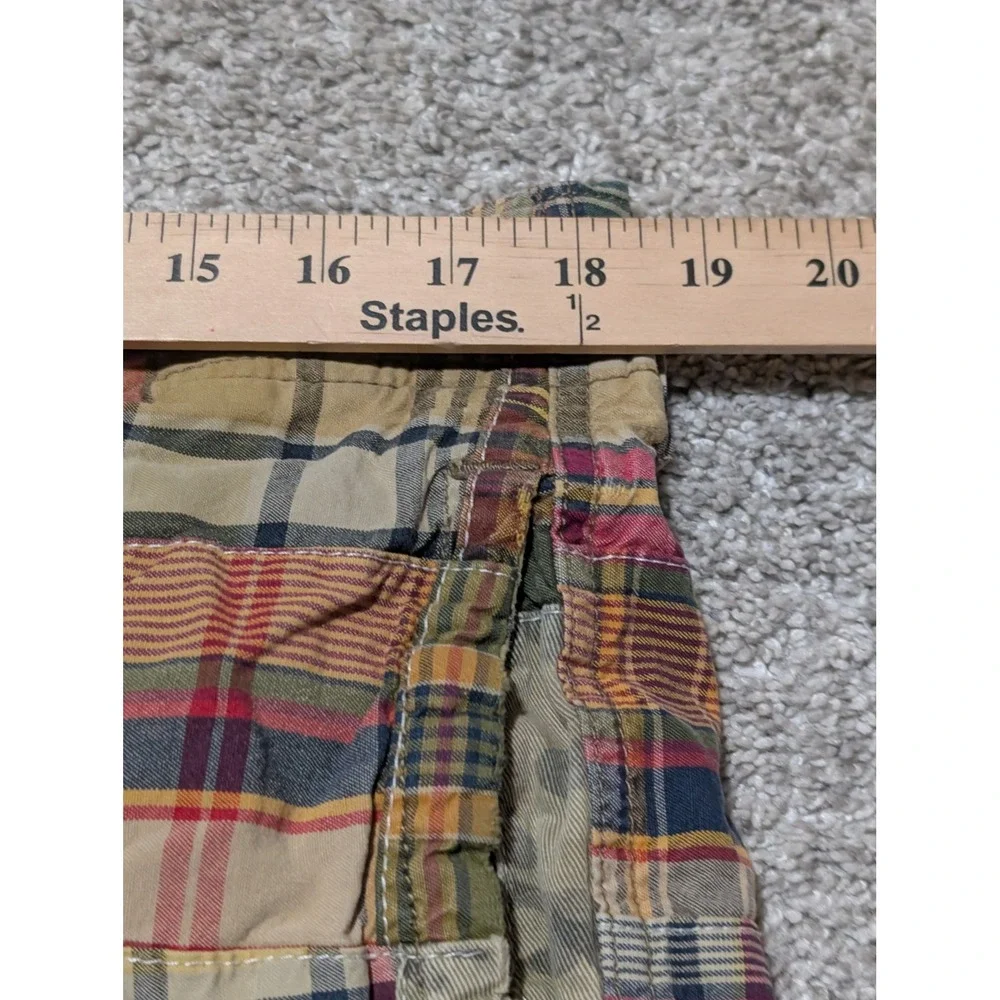 American Eagle Shorts Mens 34 Multicolor Patchwork Plaid Camo Longer Length Flat